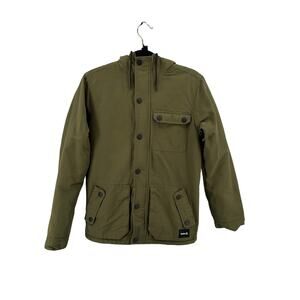 Hurley Slammer Jacket Men S Green #G4932-00 Hooded Long Sleeve Button-Up Winter